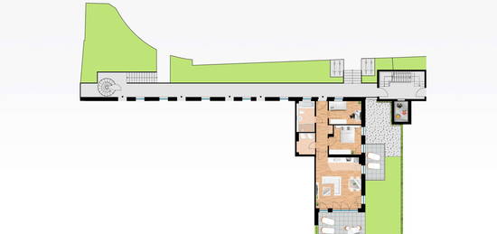 Gartenanteil und Blick auf die Saale - 3-Zimmer-Neubauwohnung - WE98