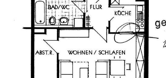 Zentrale und große Einraumwohnung