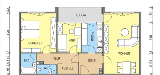 **MODERNISIERTE 2,5 ZIMMER WOHNUNG MIT BALKON UND NEUEM WANNENBAD**