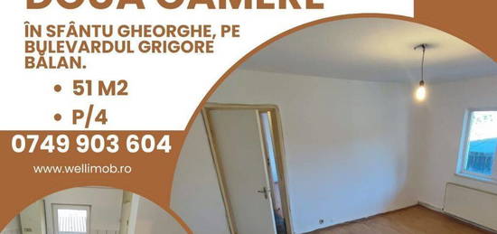 De vânzare apartament cu două camere în Sfântu Gheorghe, pe Bulevardul