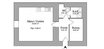Location appartement 1 pièce 41 m²