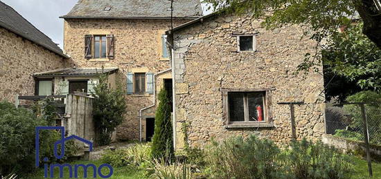 Lanuéjouls, immeuble en pierre, maison et local commercial avec grange et jardin