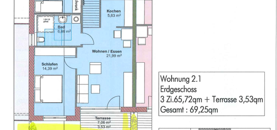 Großzügige, ruhige 3-Raum-Erdgeschosswohnung mit EBK und Garten in Ringsheim