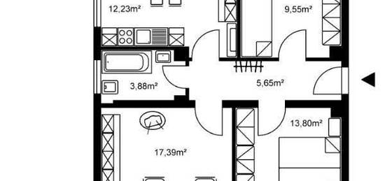 1600/71306/12 Kleine Dreizimmerwohnung im zweiten Obergeschoß