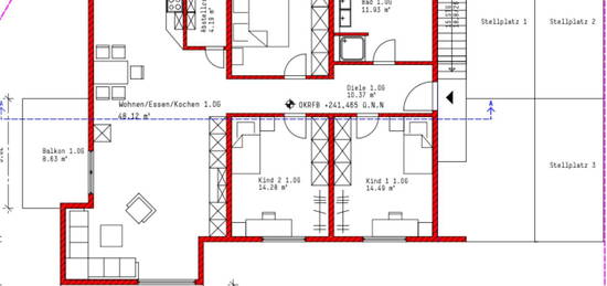 4 Zimmer Wohnung in Lahr mit Balkon - Blick über Lahr