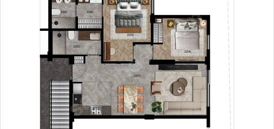 ARON - Prestige Projesi 2+1 57m2 Satılık Daire