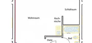 Krefeld Dykgebiet, 1-2 Zimmer, Kochnische, Diele, Bad, 1.OG, 36m²