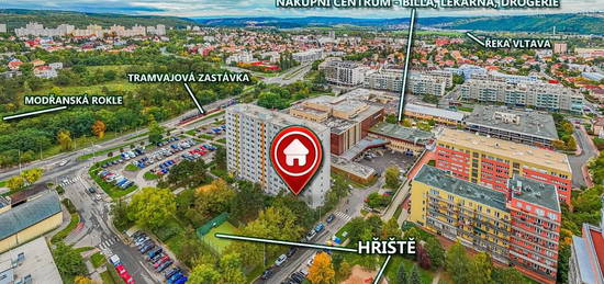 Prodej bytu 3+1, 76 m2, lodžie + výtah, ul. Plovdivská, Praha 4 - Modřany (centrum)