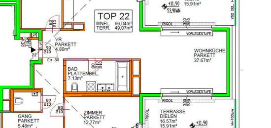 Fantastischer 4-Zimmerwohntraum mit 49 m² Terrassenflächen im Cottageviertel