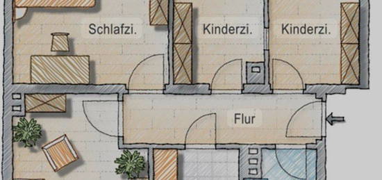 4-Zimmer Wohnung im 2. Obergeschoss mit Balkon