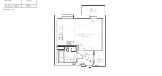 Prodej bytu 1+kk 40 m² (Jednopodlažní)