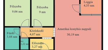 Budapest IV. kerület eladó téglalakás 1+2 fél szobás: 66,12 millió Ft