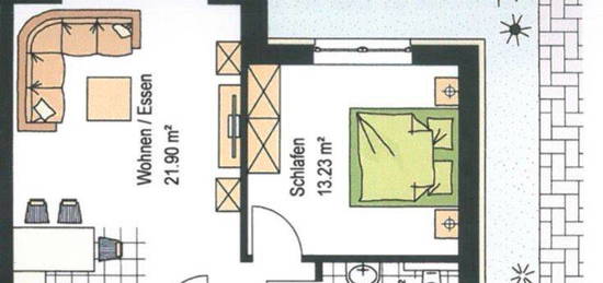 Moderne 2-Zimmer-Wohnung mit Terrasse im Zentrum