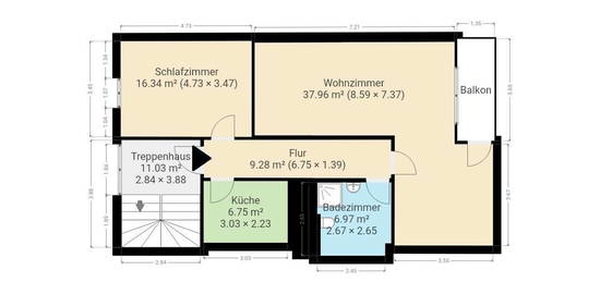 Dachgeschosswohnung in freistehendem Wohnhaus mit drei Wohnungen – ab Januar 2025 zu vermieten