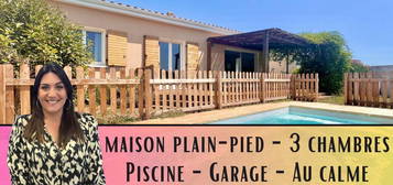 Maison de 2015 de plain-pied, 3 chambres, au calme, sans vis-à-vis, garage