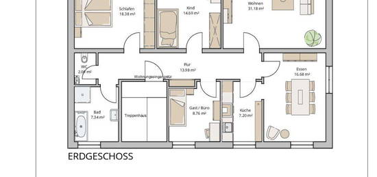 5-Zimmer-Wohnung im Erdgeschoss mit ca. 123m²