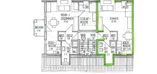 1-Raum Wohnung Dachgeschoss