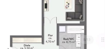 2 Zimmer Wohnung Zwischenmiete 23.12.24 bis 30.04.25