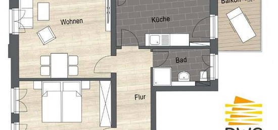 2- Raum Wohnung mit 2 Balkone und Aufzug