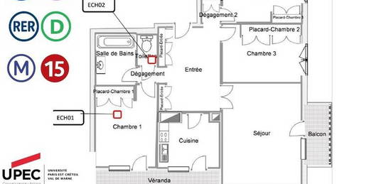 Créteil métro Préfecture appartement F4 67 m2 3 chambres RER D et future ligne 15 Sud