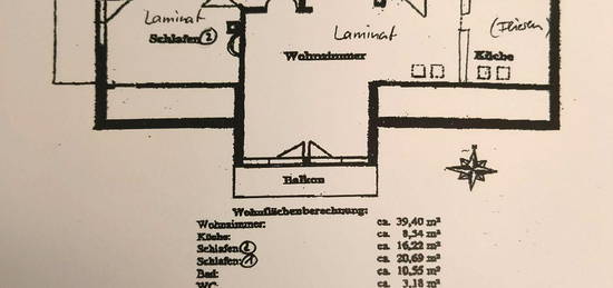 100qm DG Wohnung mit gr. Wohn-Eßbereich