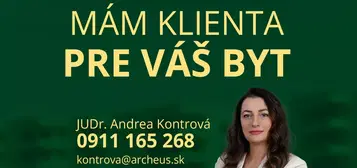 Hľadám pre klienta na prenájom 3 izbový byt – Bratislava – Karlova Ves