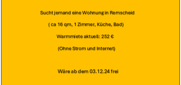 Mitwohnung in Remscheid