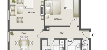 Freundliche und gepflegte 3-Zimmer-Dachgeschosswohnung in Mainhardt