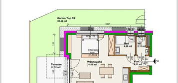 Blumengasse - 1 Zimmer Wohnung | Garten & Terrasse | Neubau - Erstbezug | Klimaanlage | Einbauküche | zzgl. Tiefgaragenstellplatz | Top C6