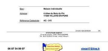 Vente maison en charente maritime ,4 chambres dont 3 avec placard