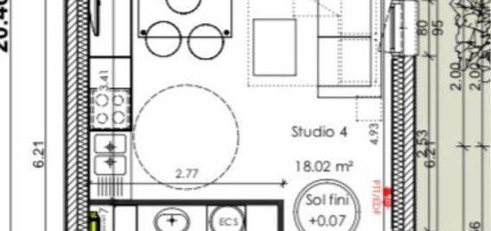 Studio meublé, 25 m²