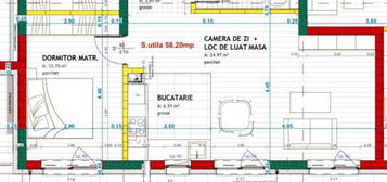 Apartament cu 2 camere, finisat, 58 mp utili, parter inalt,