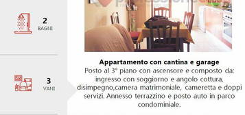 Appartamento con 2 camere,2bagni,cantina+garage