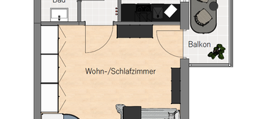 Helle 1-Zimmer Wohnung mit EBK und Balkon in Aschaffenburg-Damm