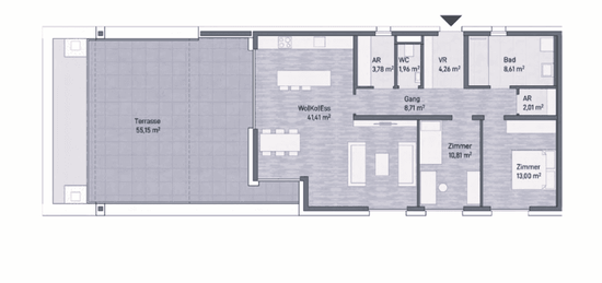 Graz, Jakomini! Neubauprojekt: Exklusive Eigentumswohnung (94m²) mit Terrasse! Provisionsfrei