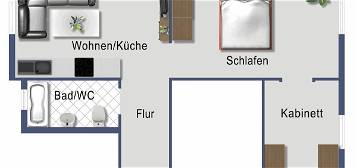 ERSTBEZUG nach Sanierung -  Wohnküche, 1 Schlafzimmer, 1 Kabinett
