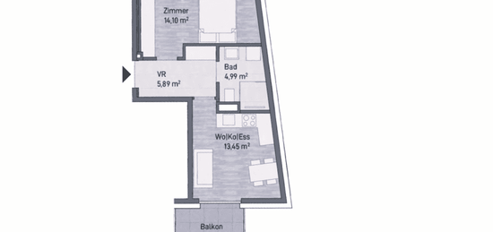 Neubauprojekt in Graz, Jakomini - Moderne Anlegerwohnung (38m²) mit Balkon! Provisionsfrei