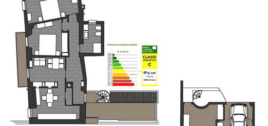 Attico in classe C in bifamiliare con vista