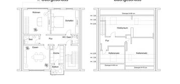 Schöne 80 m² große 3,5-Zimmer-Wohnung mit 60 m² Nutzfläche im 1. Obergeschoss zu vermieten