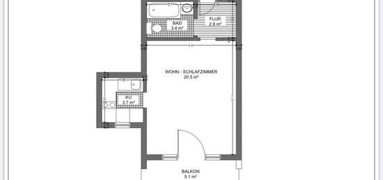 Erstbezug nach Sanierung: attraktive 1-Zimmer-Wohnung mit EBK und Balkon in Stuttgart