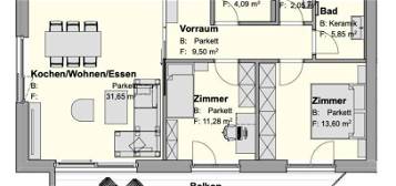 Villach - Völkendorf: TOP 1.02 *ERSTBEZUG Sept. 2024* 3-Zimmer Wohnung mit 18 m² West-Balkon