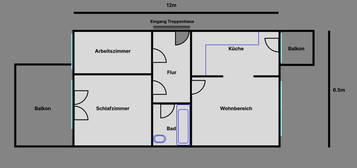 Tauschwohnung Köln: Belgisches Viertel (2.5ZKB + 2 Balkone)