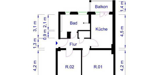 NEU - sanierte 2-Raumwohnung im Erdgeschoss mit Balkon