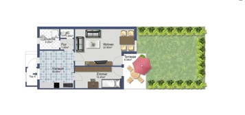 Sonnige Gartenwohnung mit 2 Zimmer 50 m2 - ab sofort - Heizung und Betriebskosten inklusive