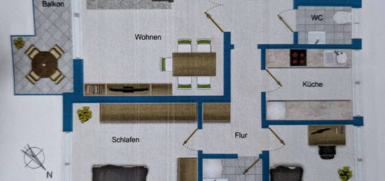 Sehr gepflegte und lichtdurchflutete, 3 Zimmer Eigentumswohnung mit Loggia in Mülheim an der Ruhr