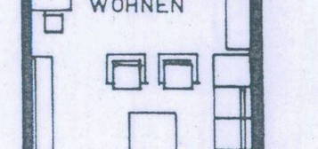 1-Zimmerwohnung / Große  Fensterfront mit Balkon / Neue Küche