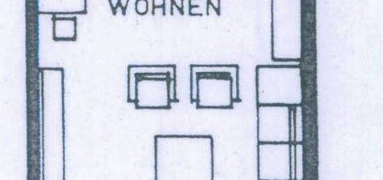 1-Zimmerwohnung / Große  Fensterfront mit Balkon / Neue Küche