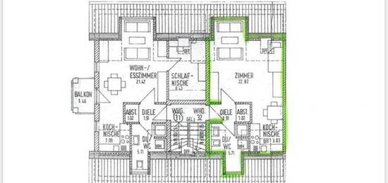 1-Raum Wohnung, DG, 33.46qm Leegebruch