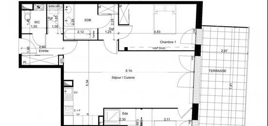 T3 En rez-de-chaussée de 76 m² avec une terrasse de 22 m² en plein cœur de Saint-Cyprien