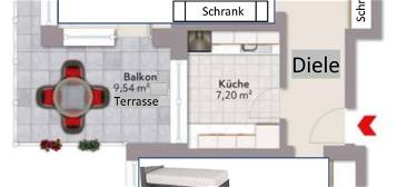 2 Zimmerwohnung mit EBK und teilmöbliert in zentraler Lage